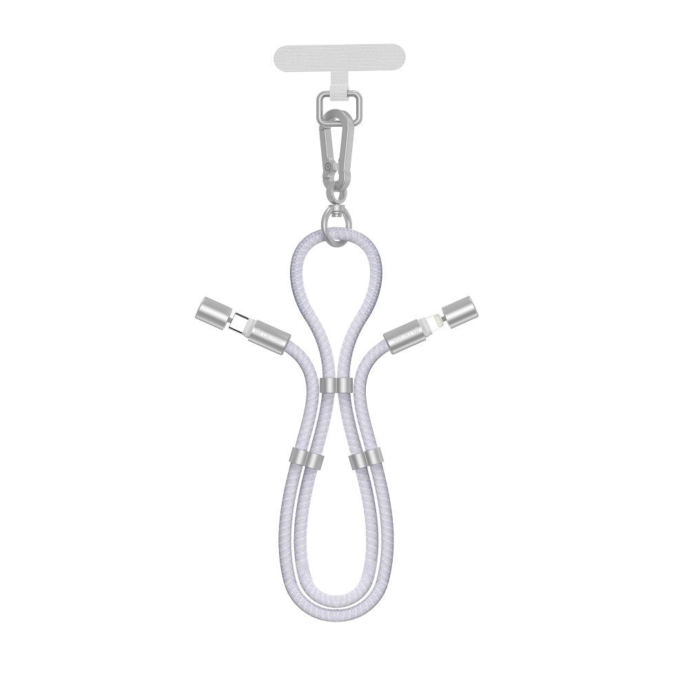 Devia 2-i-1 Regulerbar Mobilstropp & USB-C til Lightning Kabel - Lilla