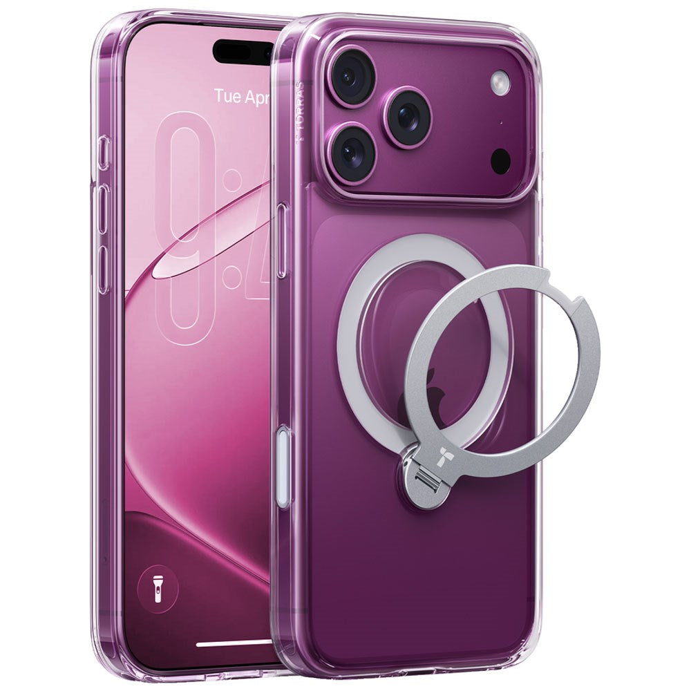 iPhone 18 Pro / 17 Pro TORRAS Ostand Q3 Spin Deksel - MagSafe Kompatibel - Gjennomsiktig