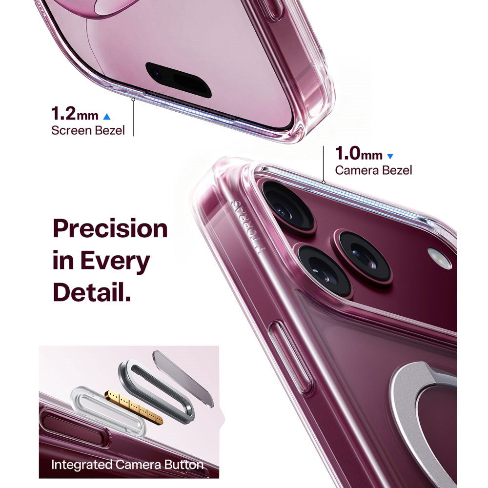 iPhone 18 Pro / 17 Pro TORRAS Ostand Q3 Spin Deksel - MagSafe Kompatibel - Gjennomsiktig