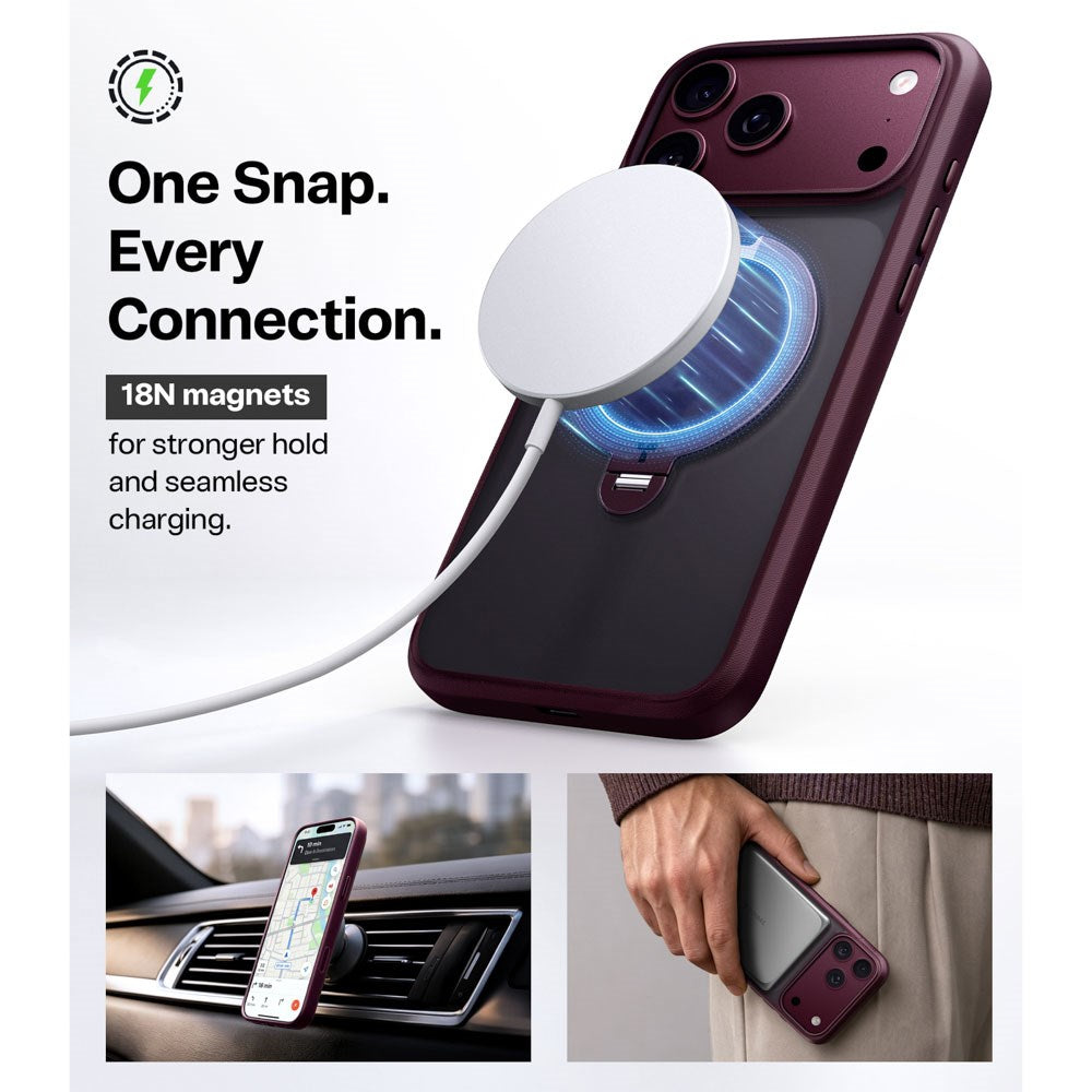 iPhone 18 Pro / 17 Pro TORRAS Ostand Q3 Spin Deksel - MagSafe Kompatibel - Lilla