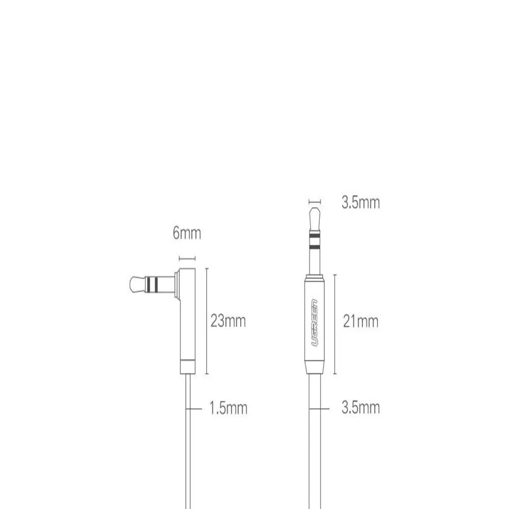 UGREEN Vinklet 3.5mm Minijack Lydkabel - 1m - Svart / Sølv