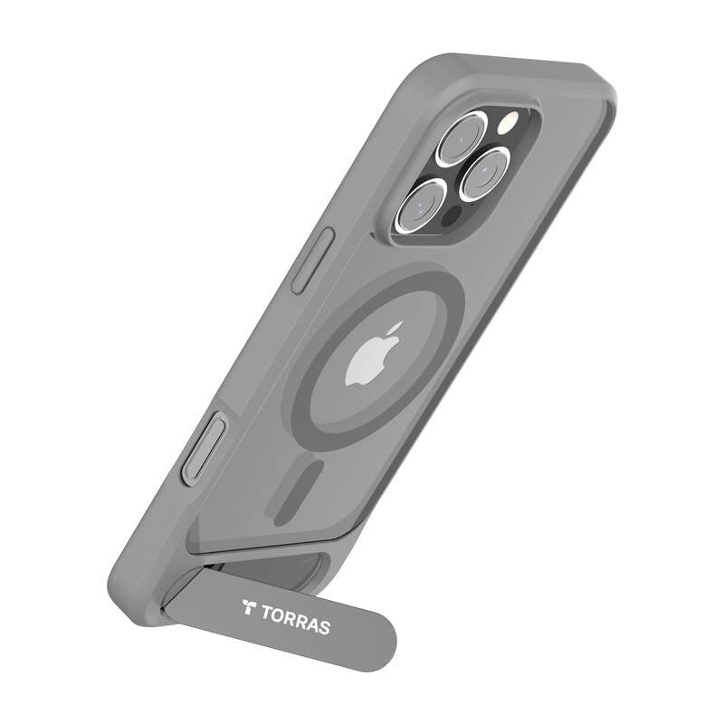 TORRAS iPhone 16 Pro Max Pstand Hybrid Deksel m. Ståfunksjon - MagSafe Kompatibel - Grå
