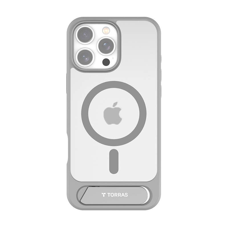 TORRAS iPhone 16 Pro Max Pstand Hybrid Deksel m. Ståfunksjon - MagSafe Kompatibel - Grå