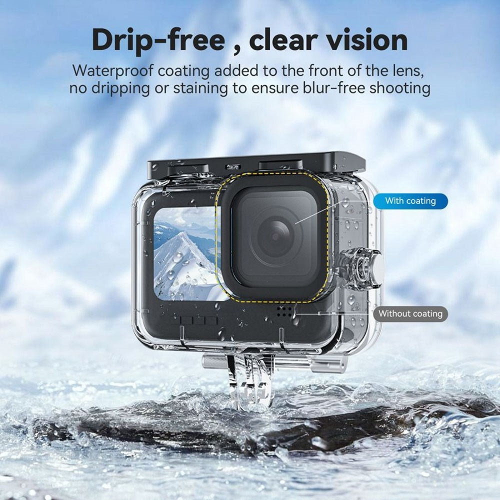 TELESIN Vanntett Etui til GoPro Hero 9 / 10 / 11 / 12 / 13 - inkl. Fuktighetsfilter - Gjennomsiktig / Svart