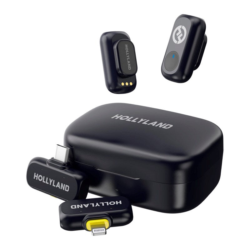 Hollyland Lark A1 Trådløst Mikrofonsett med 1 x USB-C RX & 1 x Lightning RX - Svart