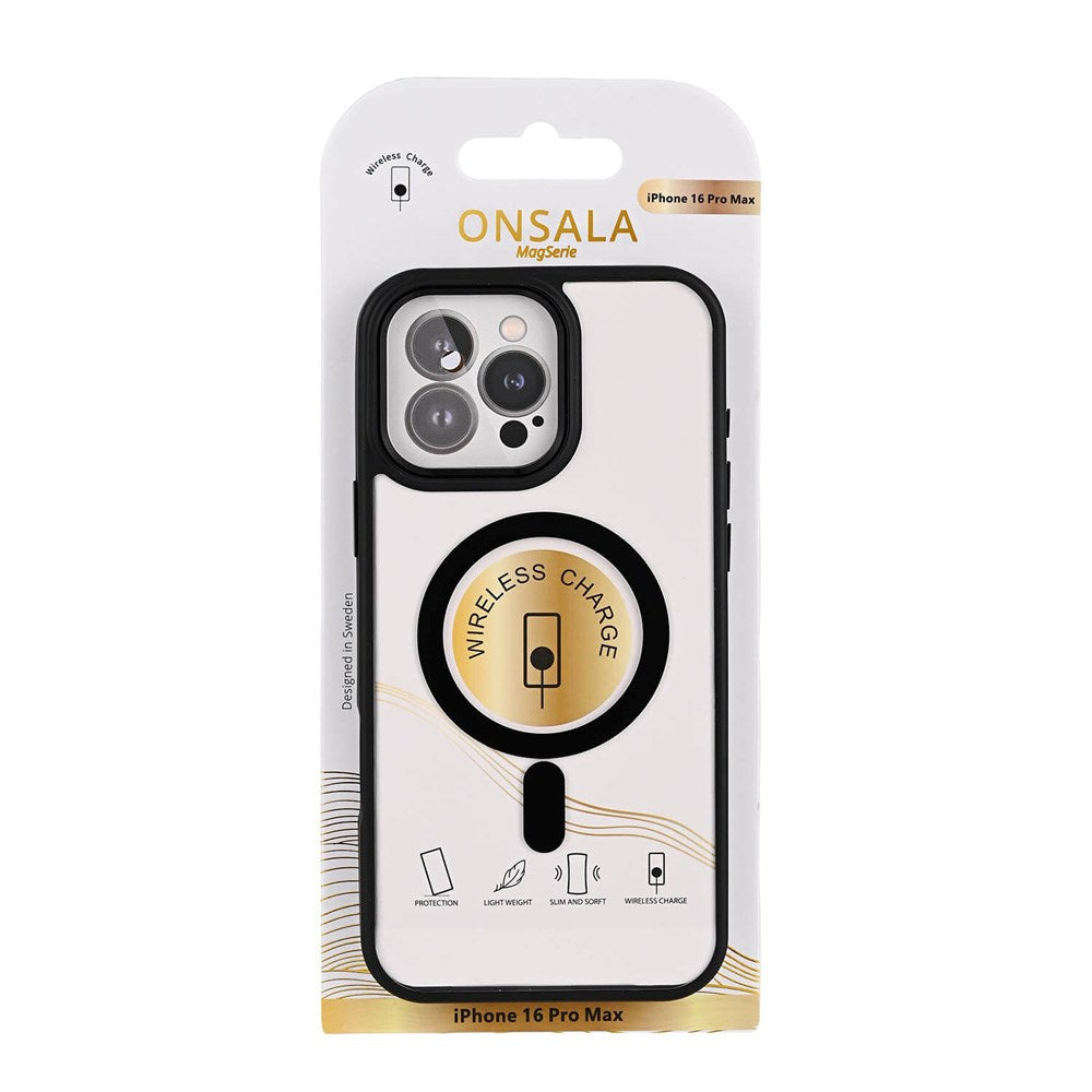 iPhone 16 Pro Max Onsala Bumper Deksel - MagSafe-Kompatibel - Svart og Gjennomsiktig