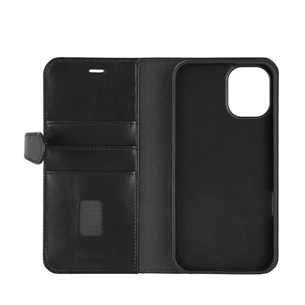 iPhone 16 Plus Buffalo 2-i-1 Magnet Flip-Deksel i Ekte Skinn med Lommebok - MagSafe Kompatibel - Svart