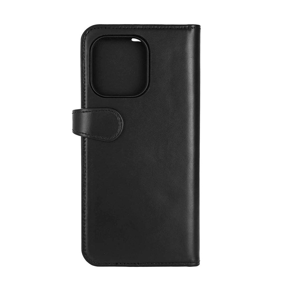 iPhone 16 Pro Max Buffalo 2-i-1 Magnet Flip-Deksel i Ekte Skinn med Lommebok - MagSafe Kompatibel - Svart