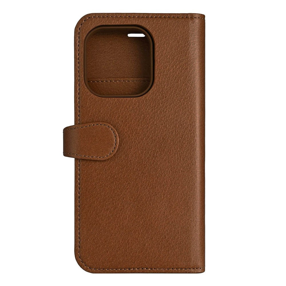 iPhone 16 Pro Buffalo 2-i-1 Magnet Flip-Deksel i Ekte Skinn med Lommebok - MagSafe Kompatibel - Brun