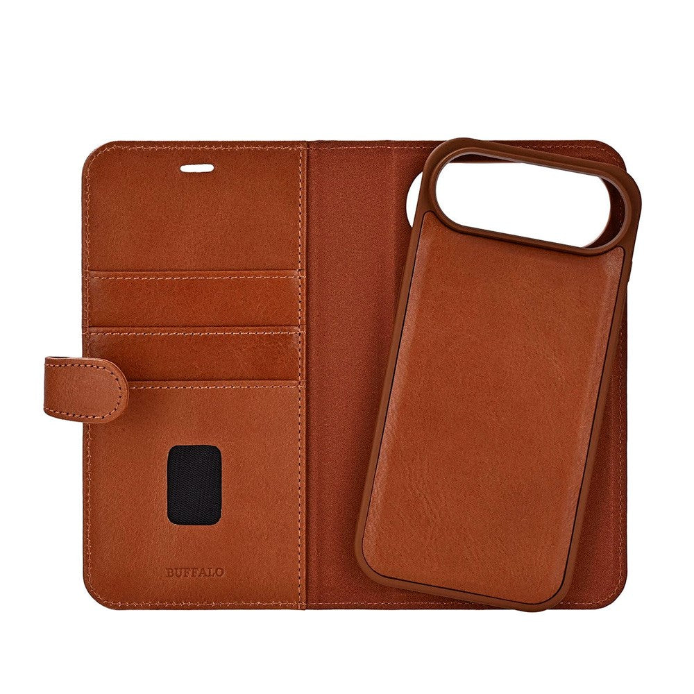 iPhone Air Buffalo 2-i-1 Ekte Skinn Flip Deksel - Brun
