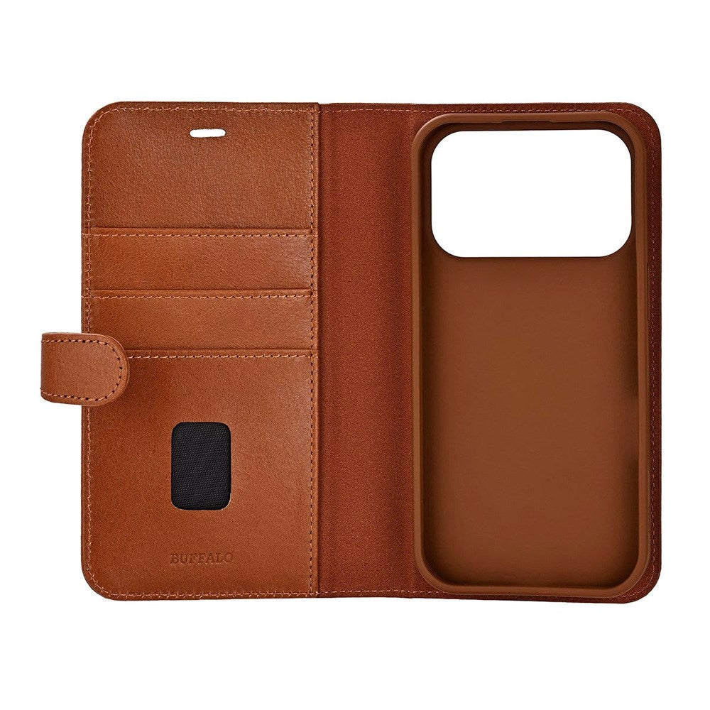 iPhone 17 Pro Buffalo 2-i-1 Ekte Skinn Flip Deksel - Brun
