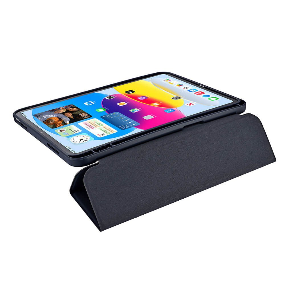 iPad 11" (2025) / iPad 10.9" (2024/2022) GEAR Pencilpocket Skinn Flip Deksel - Mørkeblå