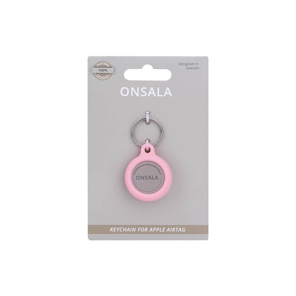 Onsala AirTag 1. & 2. Gen. Silikonholder m. Nøkkelring - Rosa