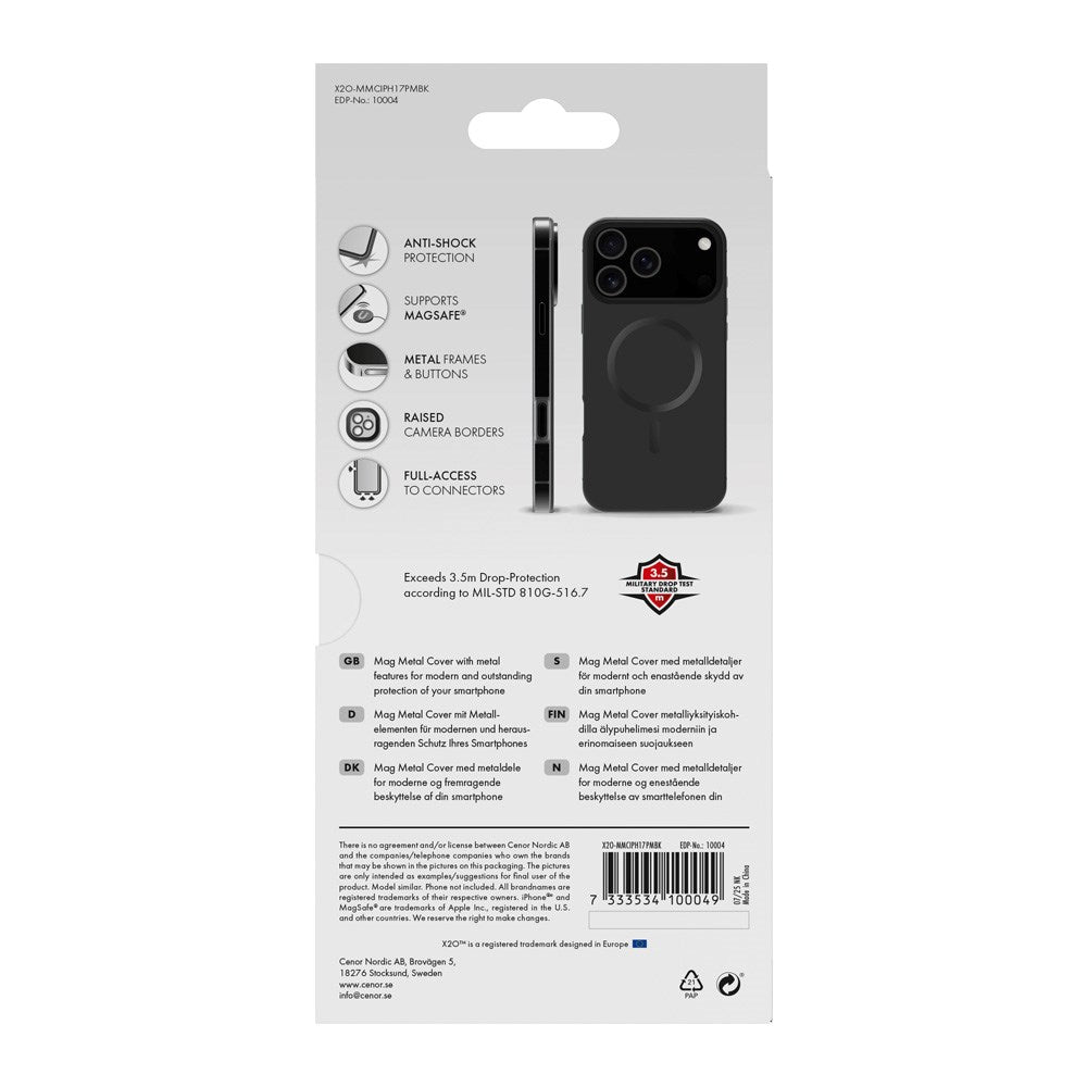 X2O iPhone 17 Pro Max Mag Metal Deksel - MagSafe Kompatibel - Svart