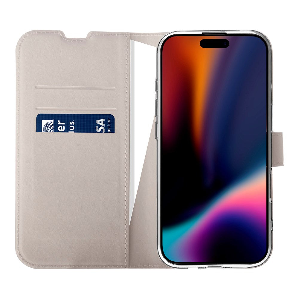 X2O iPhone 17 Pro Classic Wallet Flip Deksel - Kortholder & Stativfunksjon - Beige