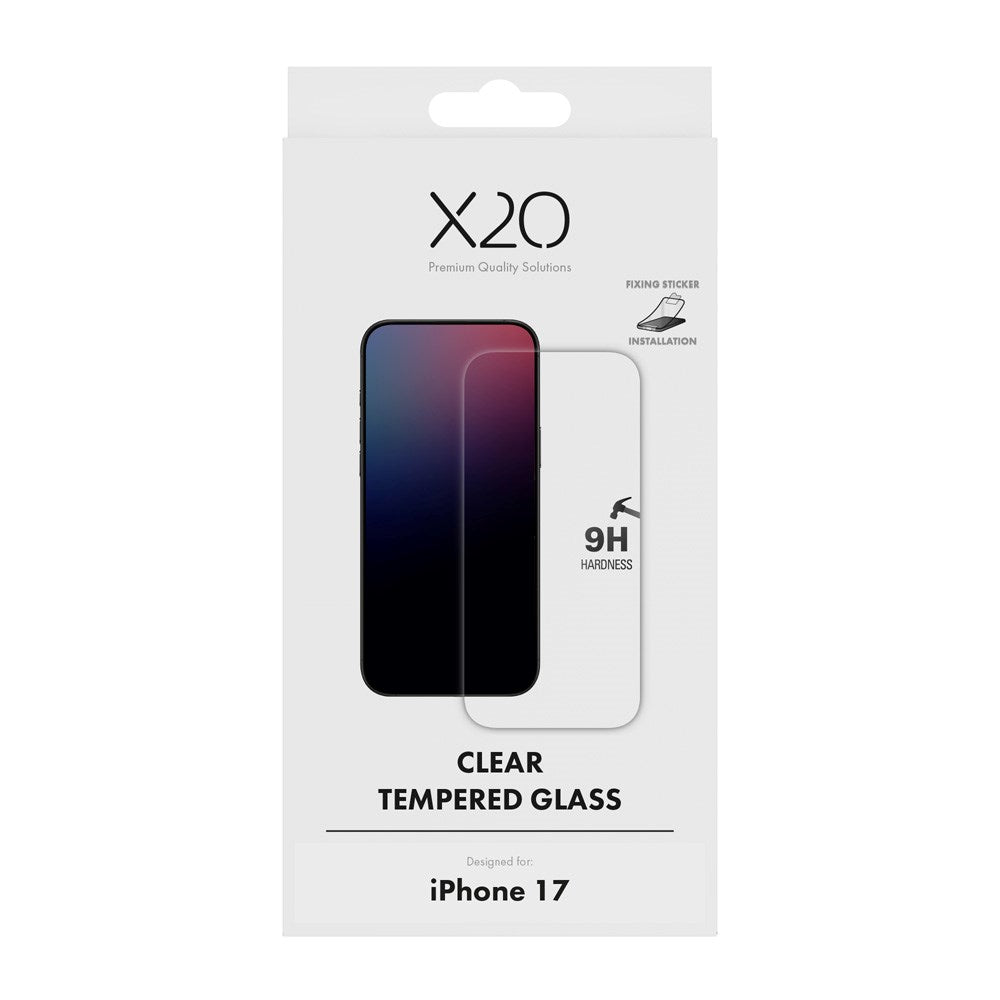 X2O iPhone 17 9H Herdet Skjermbeskyttelsesglass - Gjennomsiktig