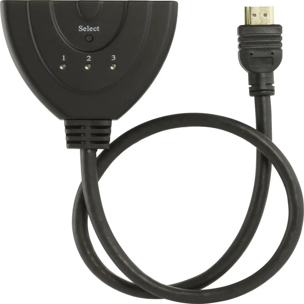 HDMI Pigtail Switch 3-i-1 Deltaco - Svart