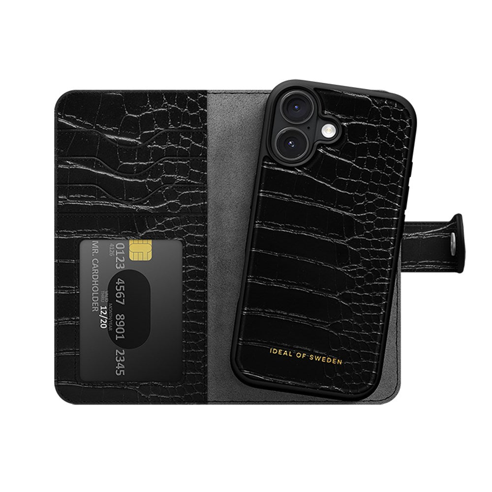 iDeal Of Sweden iPhone 16 - MagSafe - Magnet Wallet+ Deksel - Black Croco