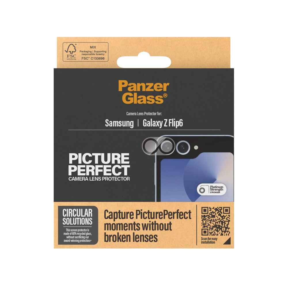 Samsung Galaxy Z Flip6 PanzerGlass PicturePerfect - Kamerabeskyttelsesglas - Platinum Strength - Gjennomsiktig / Svart