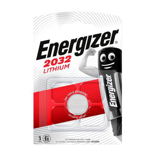 Energizer CR2032 3V Lithium Knappecellebatteri - Kompatibelt med AirTag 1. & 2. Gen. - Sølv