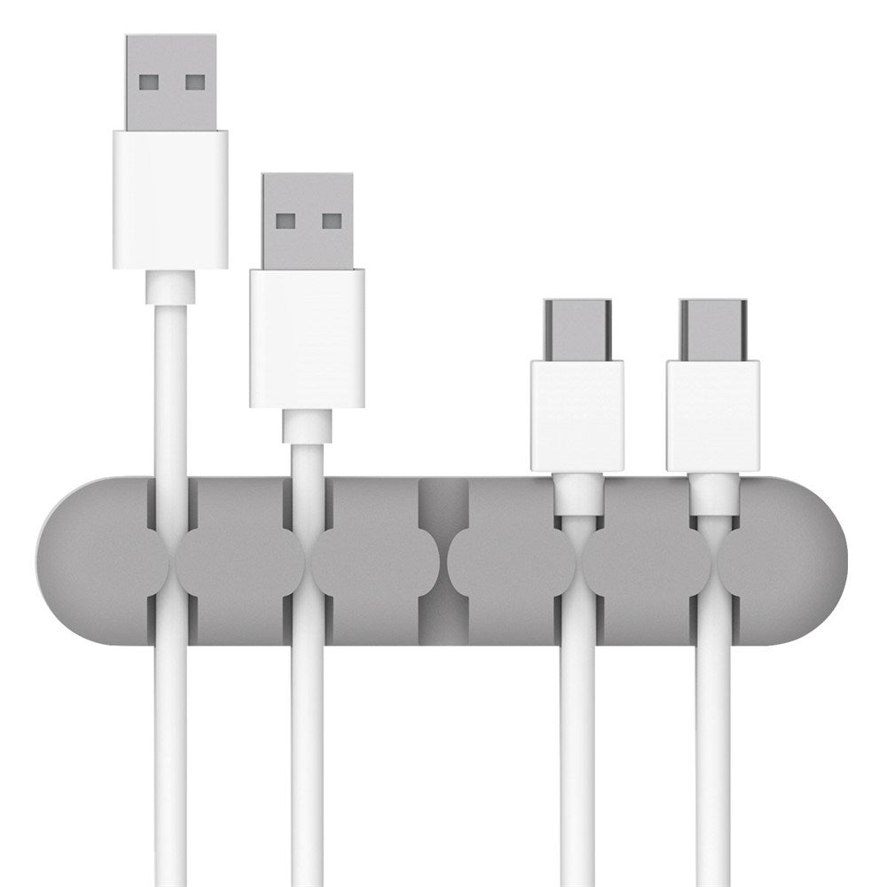 Selvklebende Kabelorganisator - 5 x Holdere - Grå