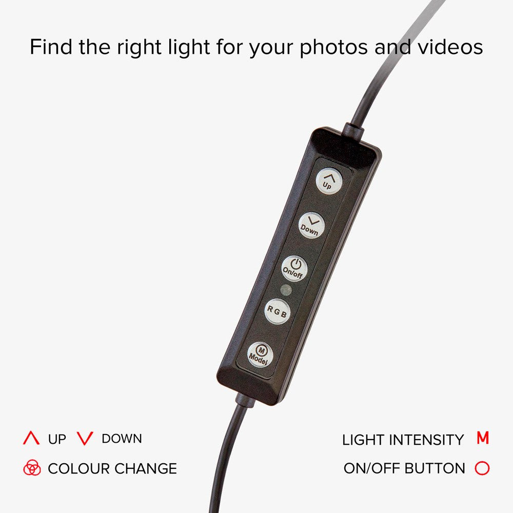 SBS Flerfarget LED Tripod Ring Light - Svart