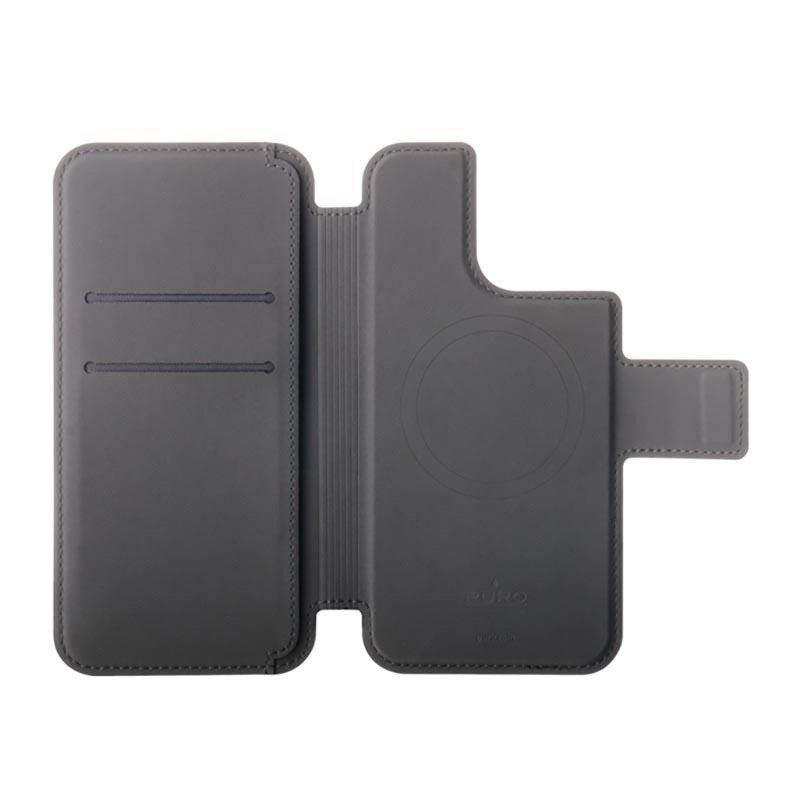 iPhone 14 Pro / 13 Pro Puro Folio Flip Deksel med Lommebok - MagSafe Kompatibel - Svart