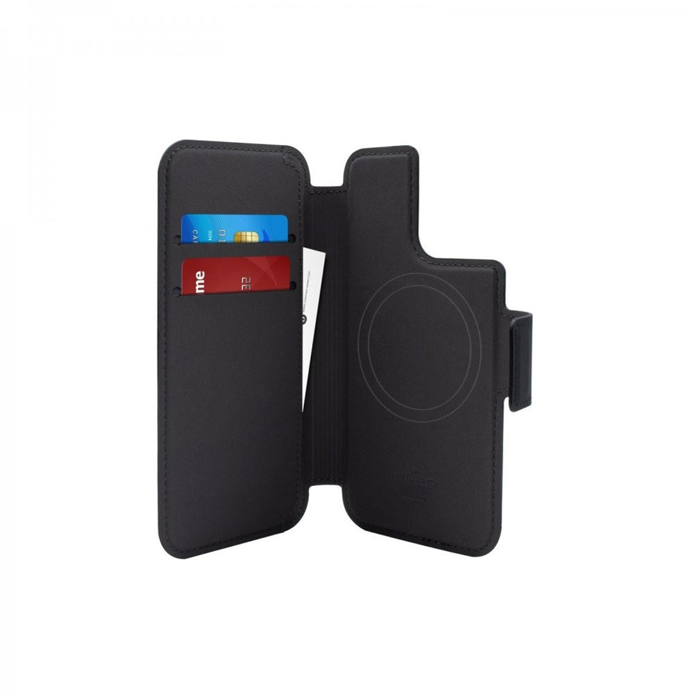 iPhone 14 Pro Max / 13 Pro Max Puro Folio Flip Deksel med Lommebok - MagSafe Kompatibel - Svart