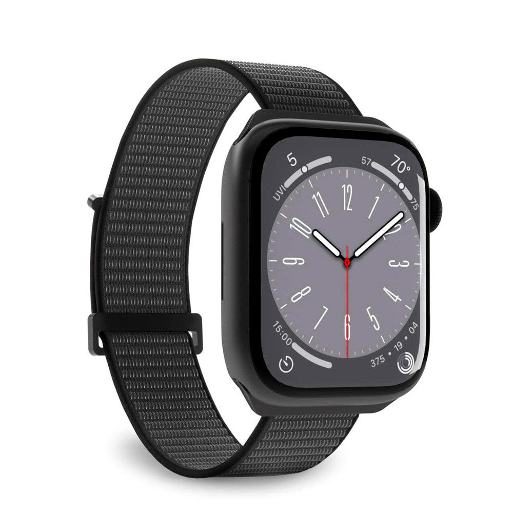 Apple Watch (42/44/SE/45/46/49mm) PURO SPORT Nylon Rem - Svart