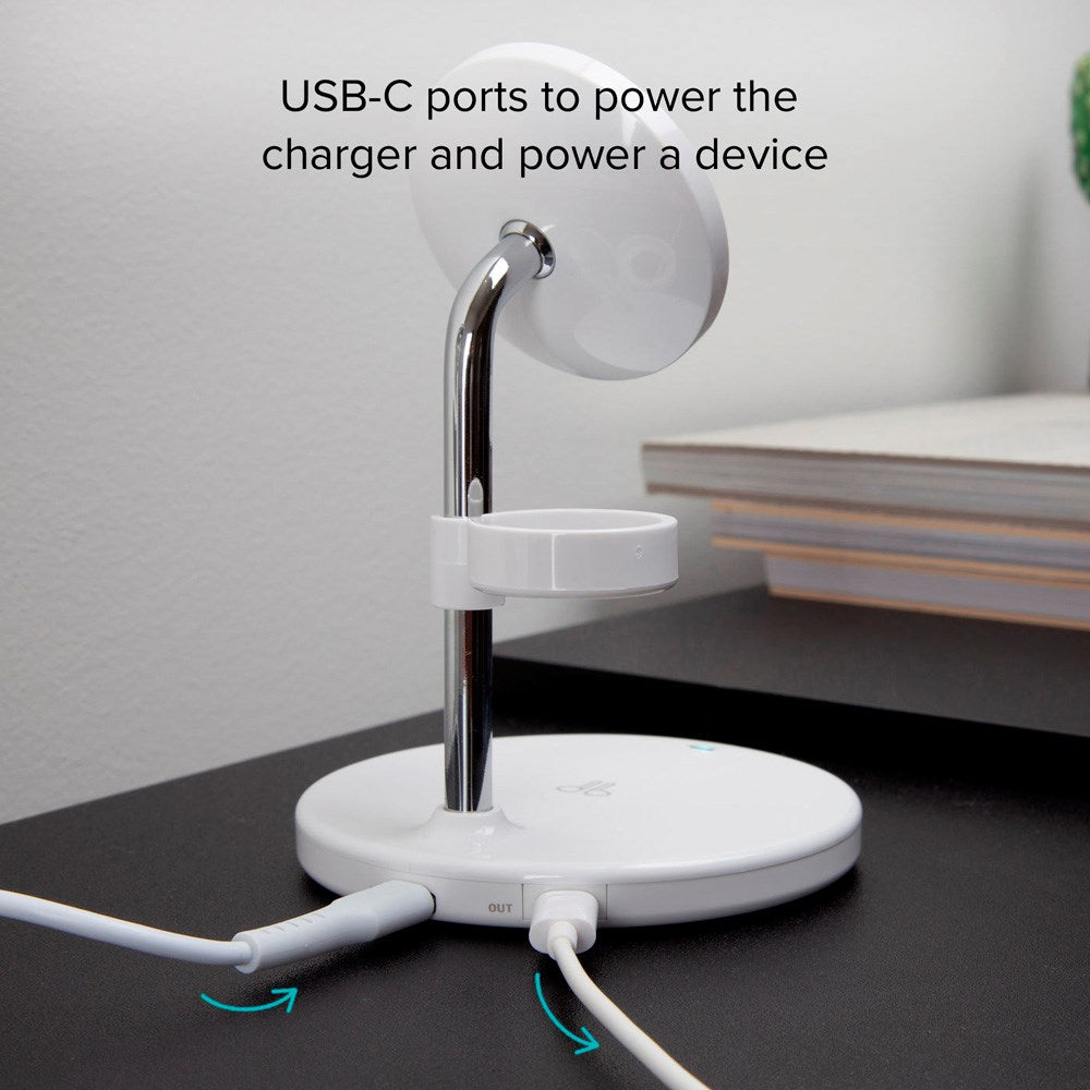 SBS 3-i-1 Magnetisk Trådløs Lader - MagSafe Kompatibel - Hvit