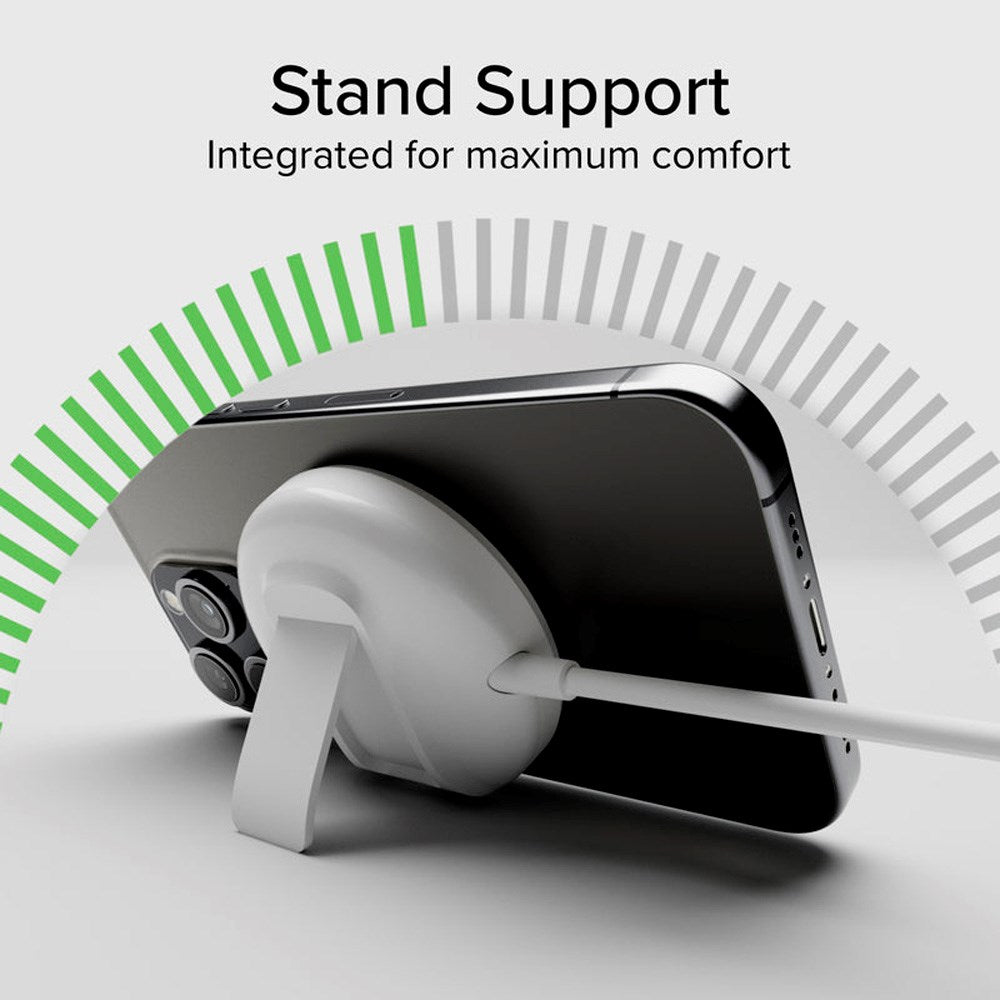 SBS 15W Qi2 Trådløs Lader m. Stativ - MagSafe Kompatibel - Hvit