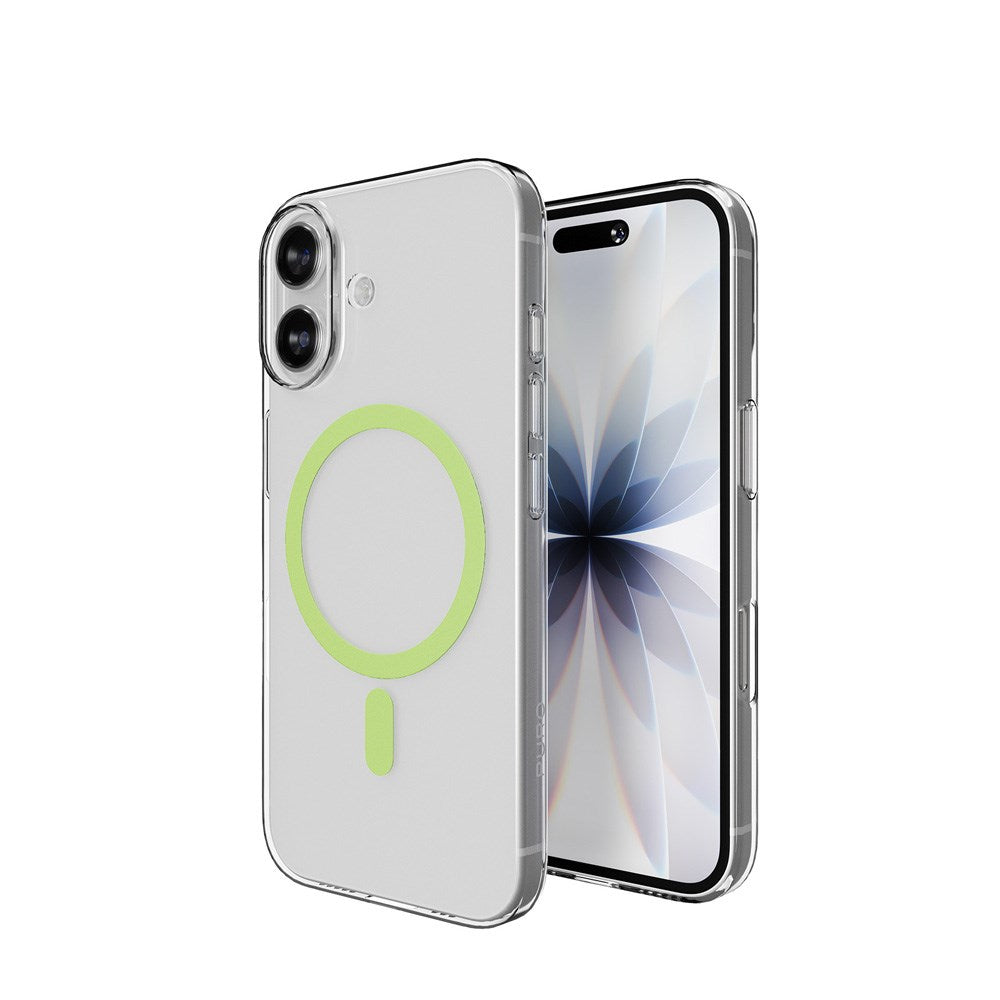 iPhone 17 PURO LITE MAG Hybrid Deksel - MagSafe Kompatibel - Gjennomsiktig / Grønn