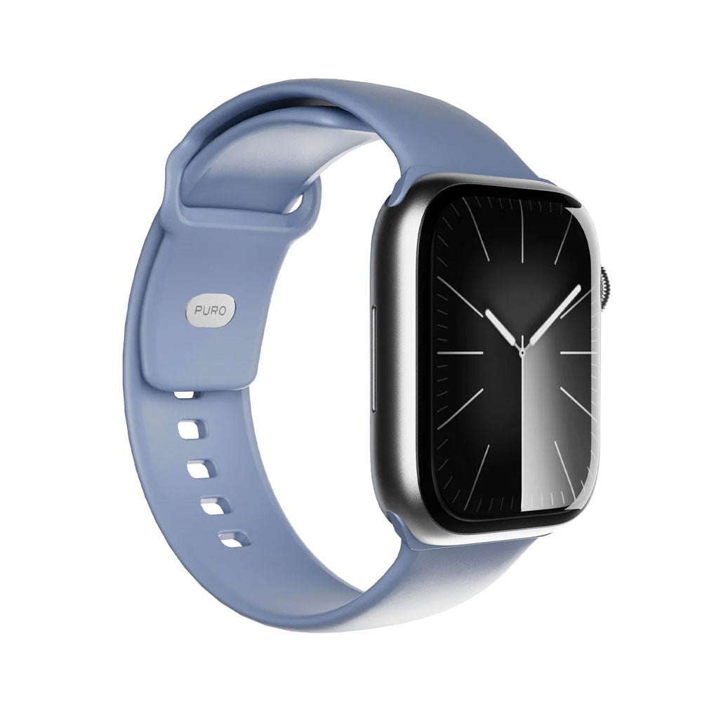 Apple Watch (42/44/SE/45/46/49mm) Puro ICON Silikon Klokkerem - Ice Blue