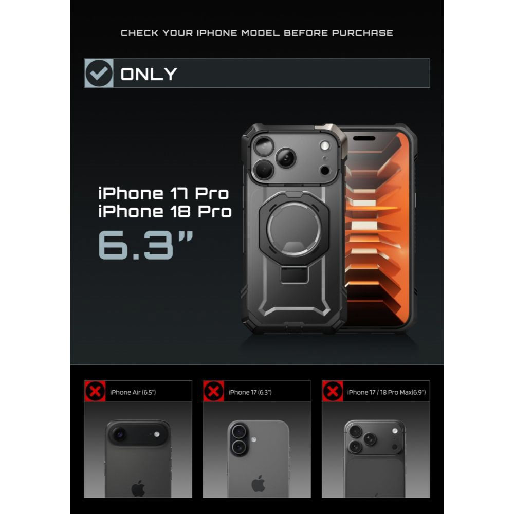 iPhone 18 Pro / 17 Pro Supcase UB Grip Mag Deksel - MagSafe Kompatibel - Svart