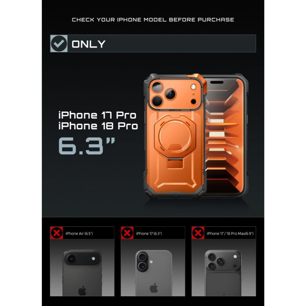 iPhone 18 Pro / 17 Pro Supcase UB Grip Mag Deksel - MagSafe Kompatibel - Oransje