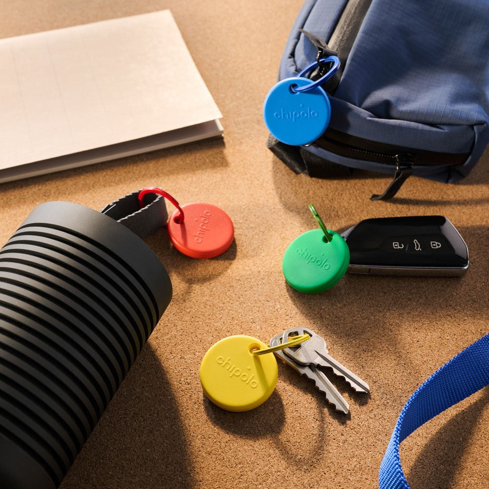 Chipolo POP Bluetooth GPS Tracker - Kompatibel med Apple Find My & Google's Find My Device - 4 Stk. - Grønn / Gul / Rød / Blå