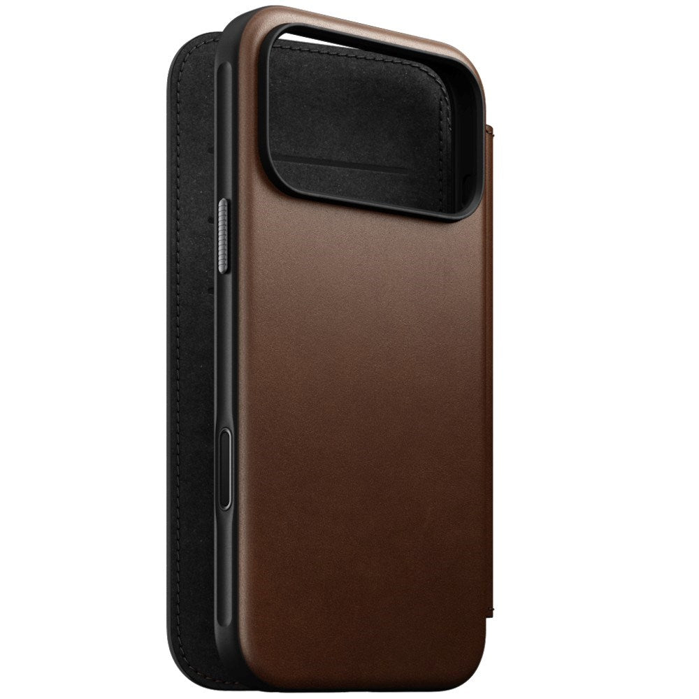 iPhone 18 Pro Max Nomad Modern Leather Folio Case - MagSafe Kompatibel - Brown