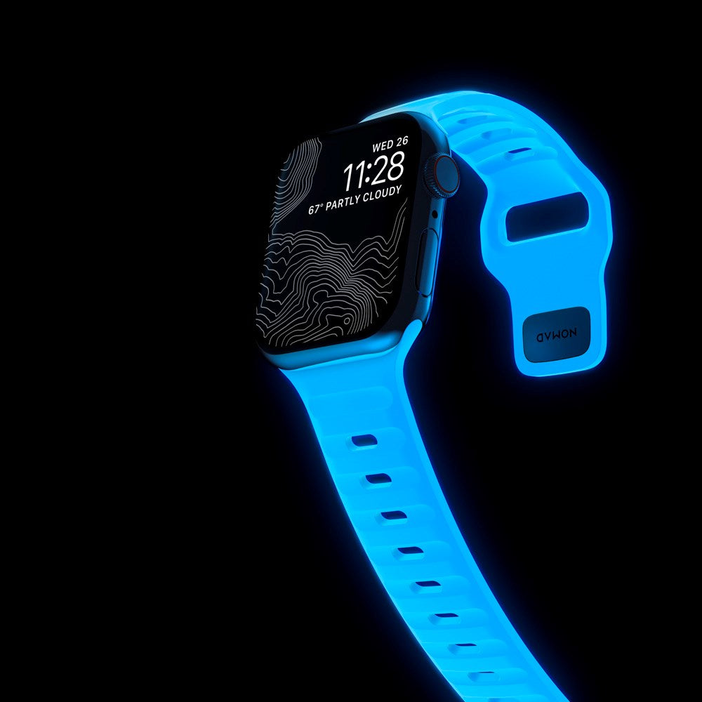 Nomad Apple Watch (38/40/SE/41/42mm) Sport Band Rem - Icy Blue Glow