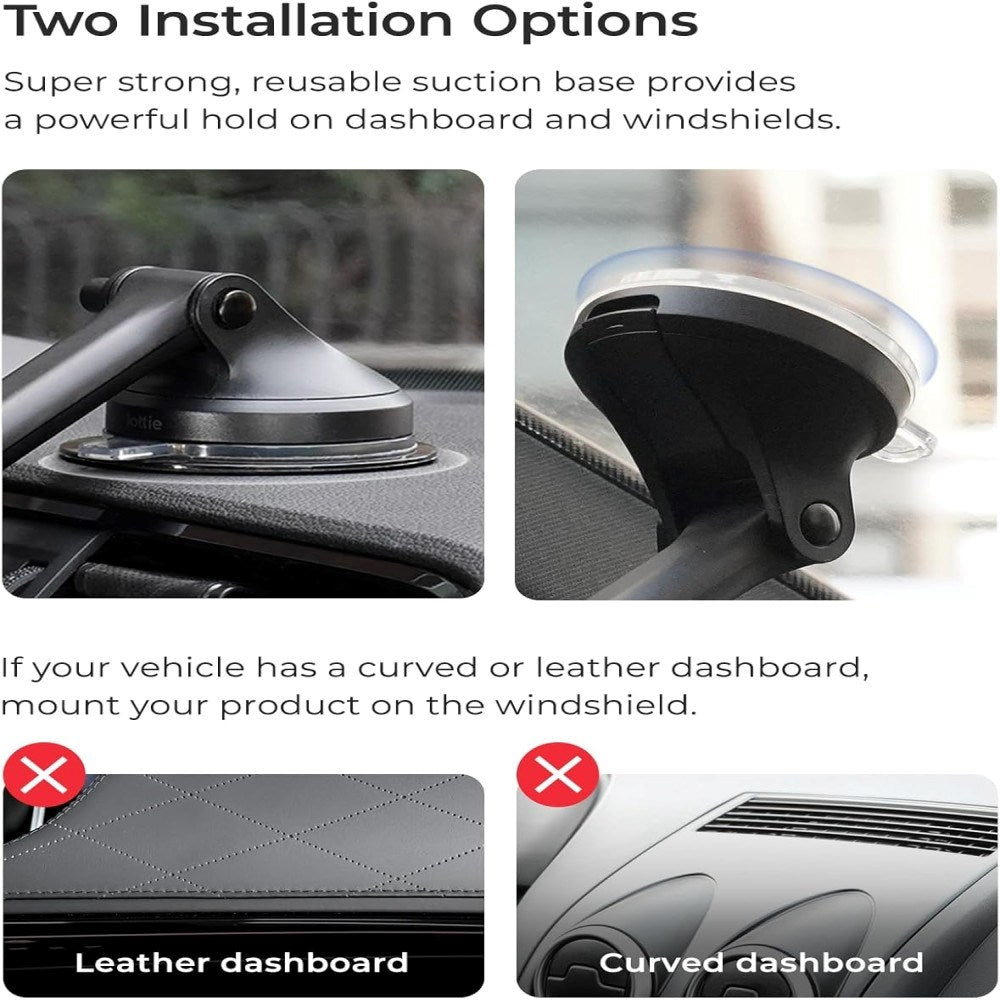 iOttie Velox Qi2 Mobilholder m. Trådløs Lader - Dashbord / Vindusrute - MagSafe Kompatibel - Svart