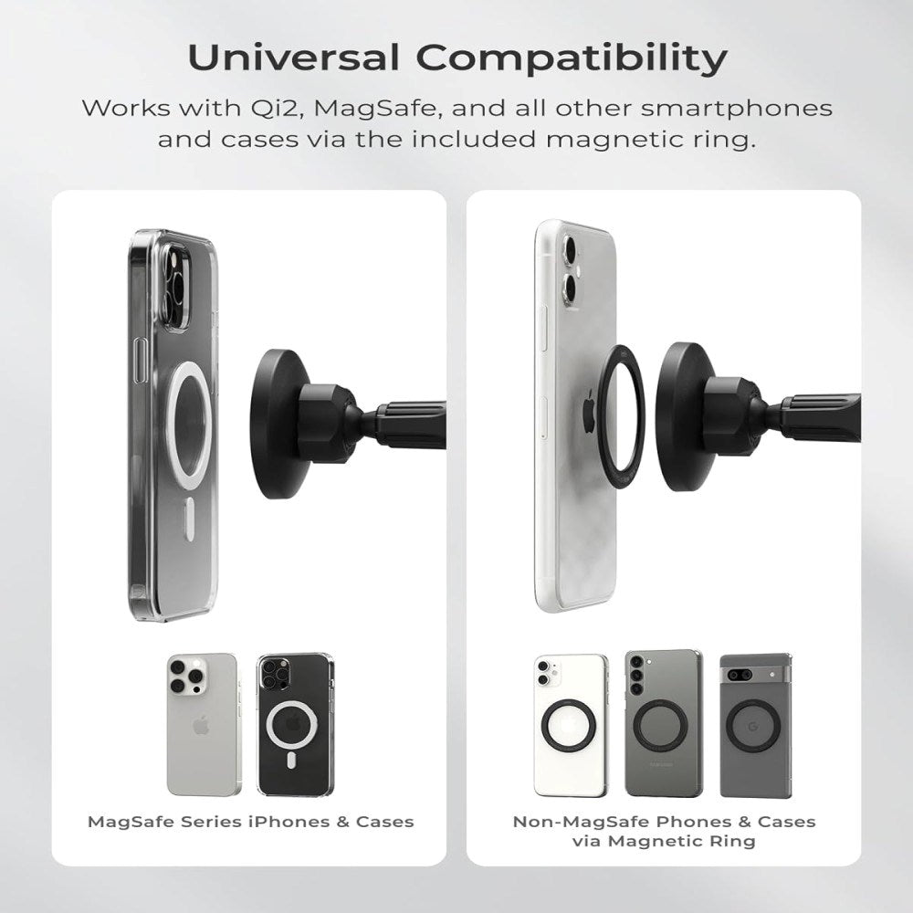 iOttie iTap 3 Mobilholder til Bilens Ventilasjon m. Magnetisk Ring - MagSafe Kompatibel - Svart