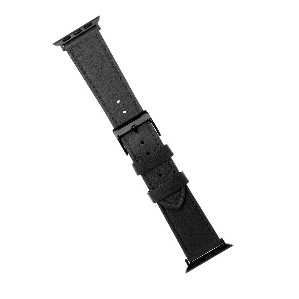 Fixed Apple Watch (42/44/SE/45/46/49mm) Ekte Skinn Reim - Svart