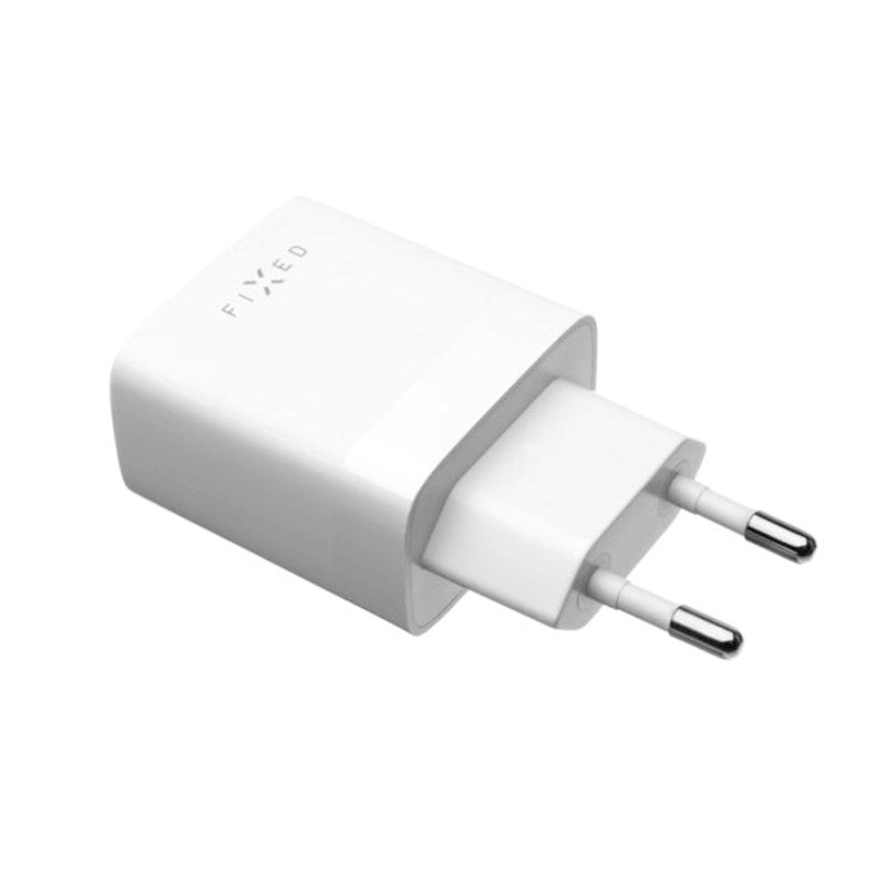 Fixed Vegglader m. 2x USB-A / 1x USB-C Kabel 17W - 1m - Hvit