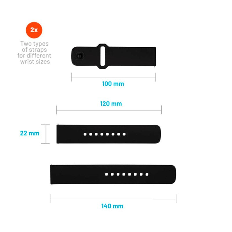 Fixed Universal Smartwatch Sporty Silikon Rem (22mm) - Svart