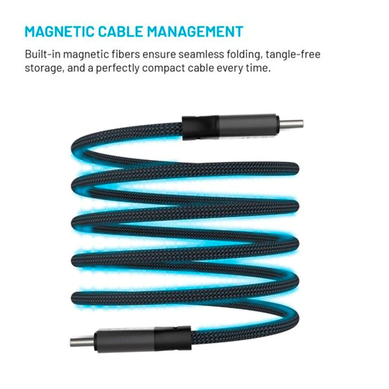 Fixed Magnetic USB-C til USB-C Kabel 240W - 1.2m - Svart