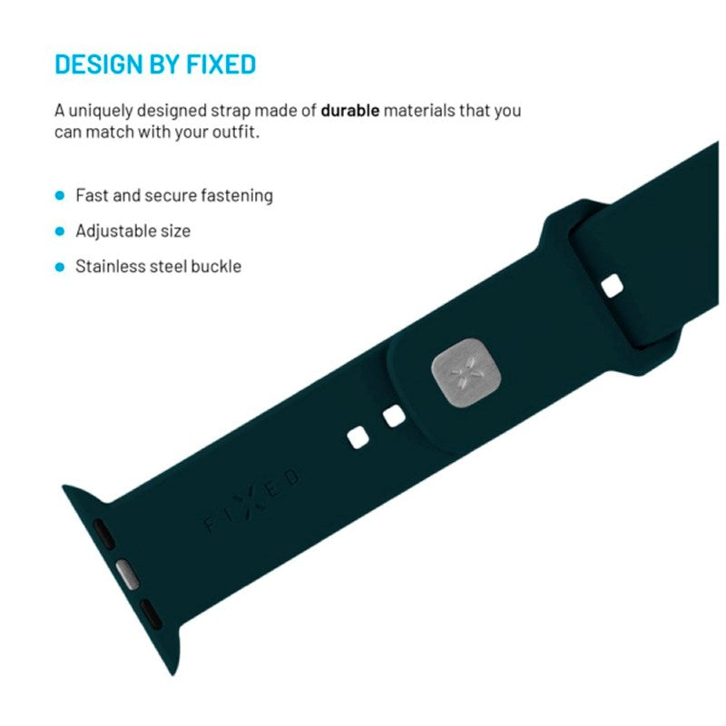 Apple Watch (42 / 44 / SE / 45 / 46mm) Fixed Sporty Silikon Rem Sett - Mørkegrønn