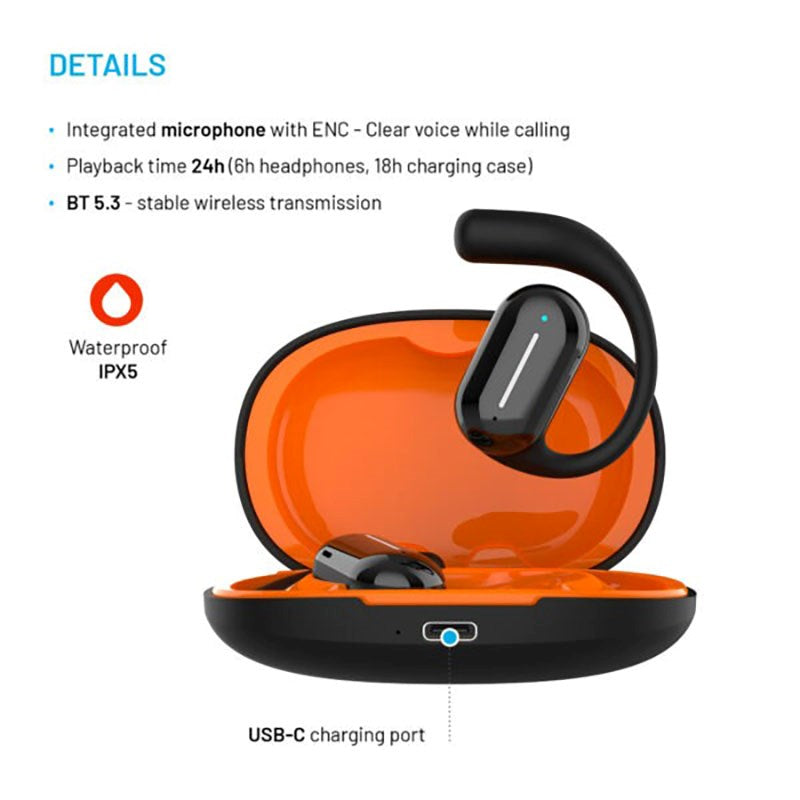 Fixed Nods True Wireless Hodetelefoner - Open-Ear - Svart