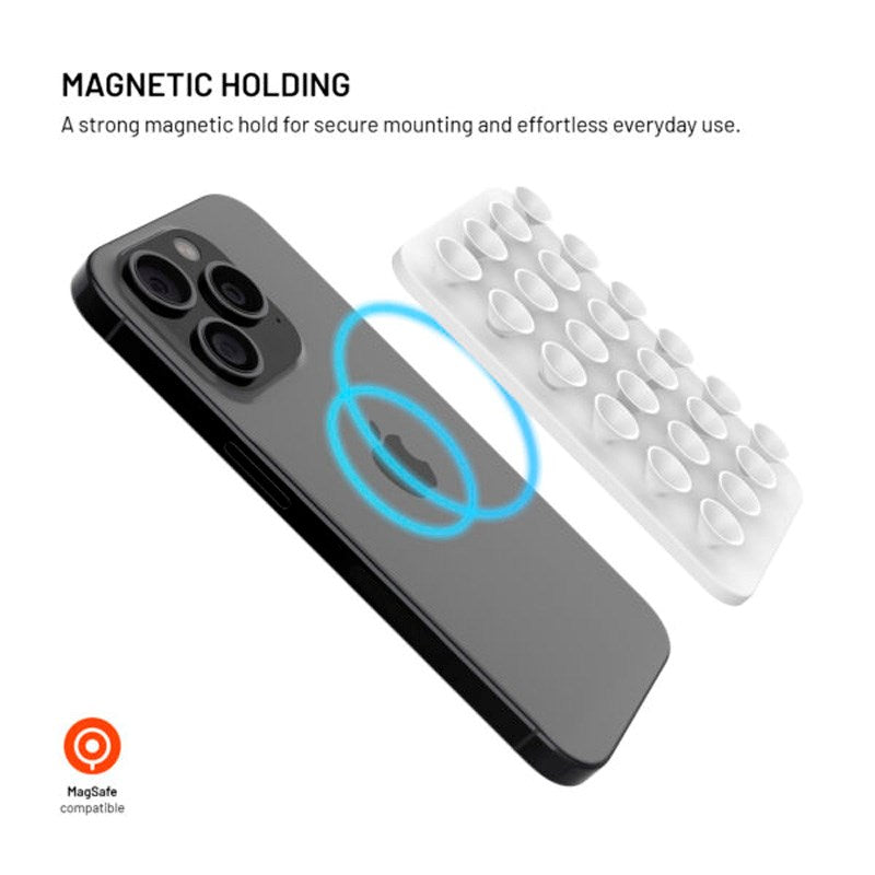 Fixed MagMate Mobilholder - Silikon Sugekopp - MagSafe Kompatibel - Hvit