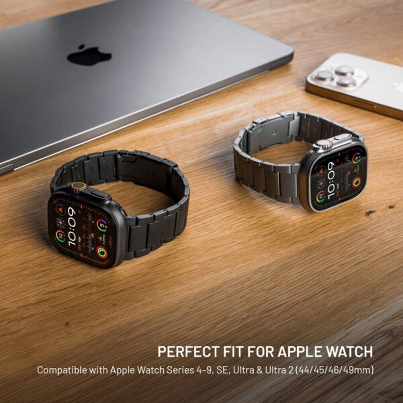 Fixed Apple Watch (42/44/SE/45/46/49) Titanium Rem- Svart