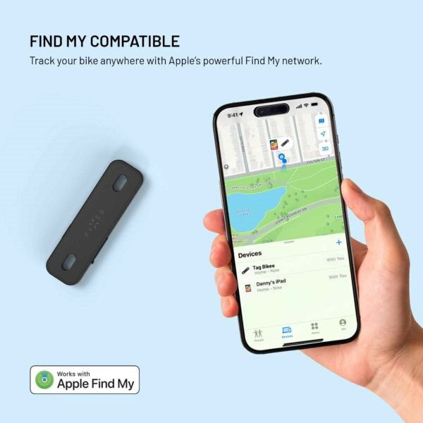 Fixed GPS- & Bluetooth-Tracker for Sykkelfeste – Apple Find My Kompatibel – Svart