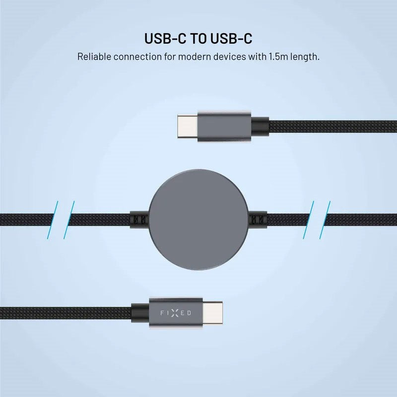 Fixed USB-C Ladekabel til Apple Watch & Samsung Galaxy Watch - 1.5m - Svart